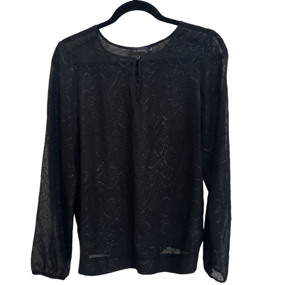 The Limited Black Sheer Blouse w/ Top Button Detail in Size Medium - Picture 2 of 6